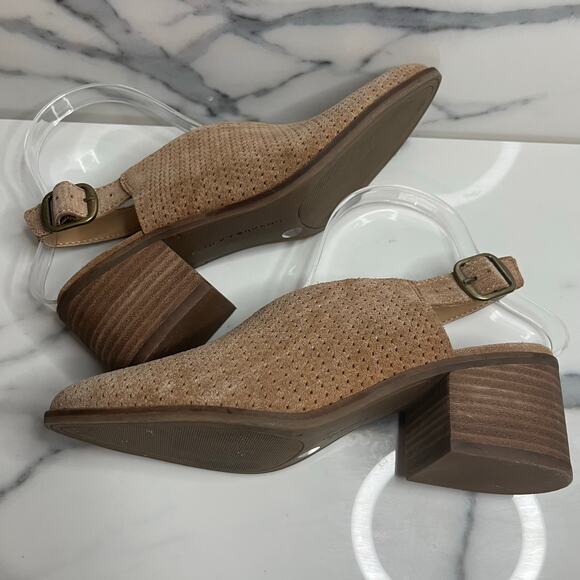Lucky Brand Women's Brown Perforated Leather Slingback Mule Lideton Bootie Sz 7 - Picture 6 of 7